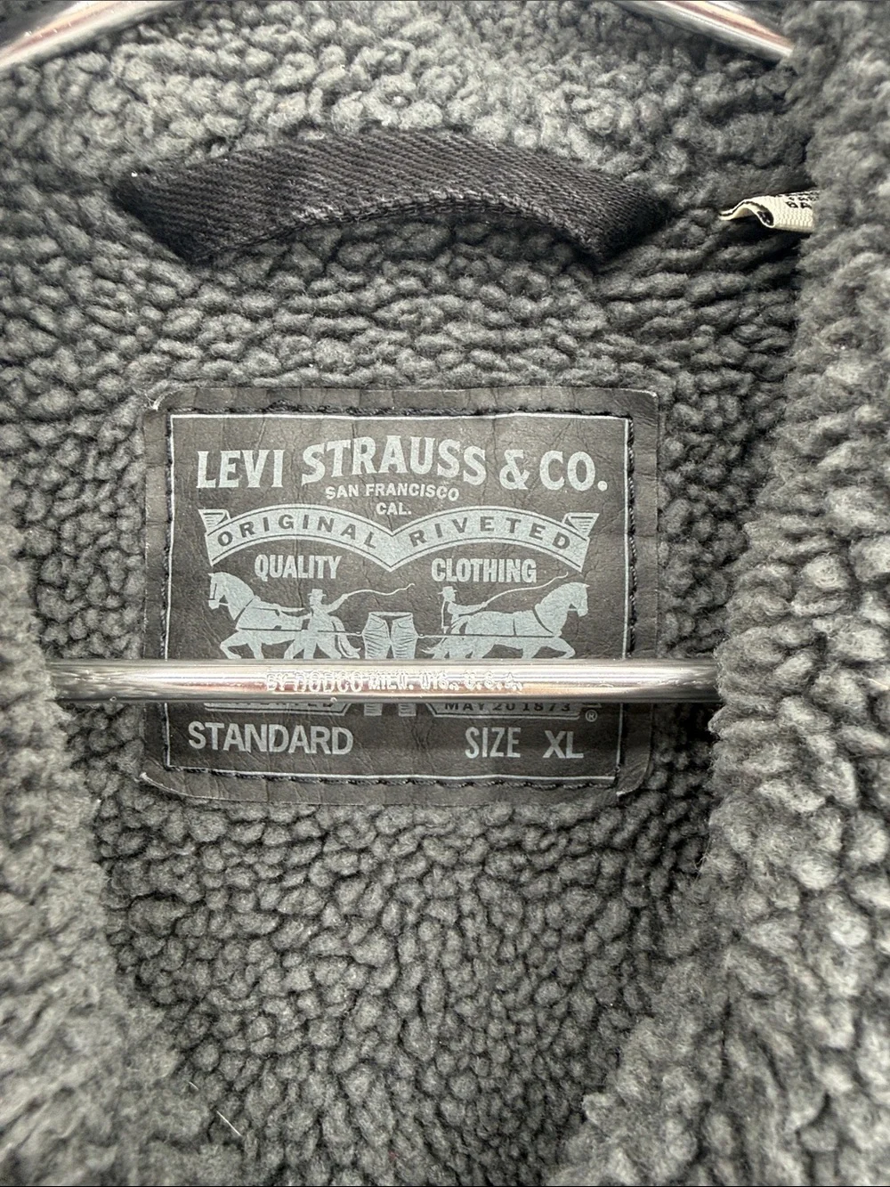 Levi's Black Denim Sherpa Jacket with Gray Lining